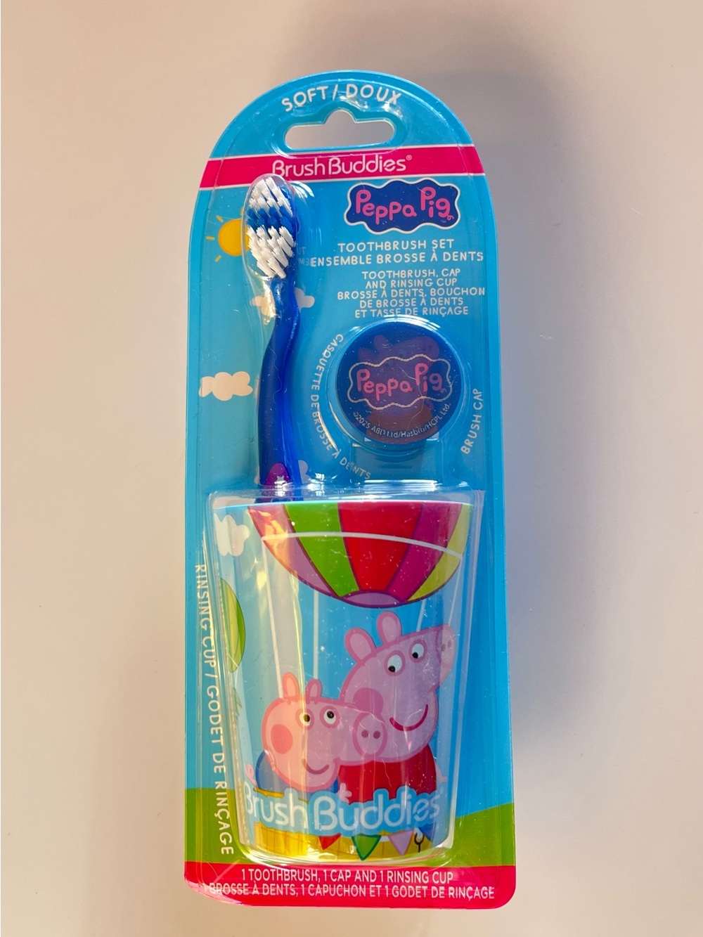 Brush Buddies Peppa Pig Kids Toothbrush Set - Soft Brush, Cover, and Cup